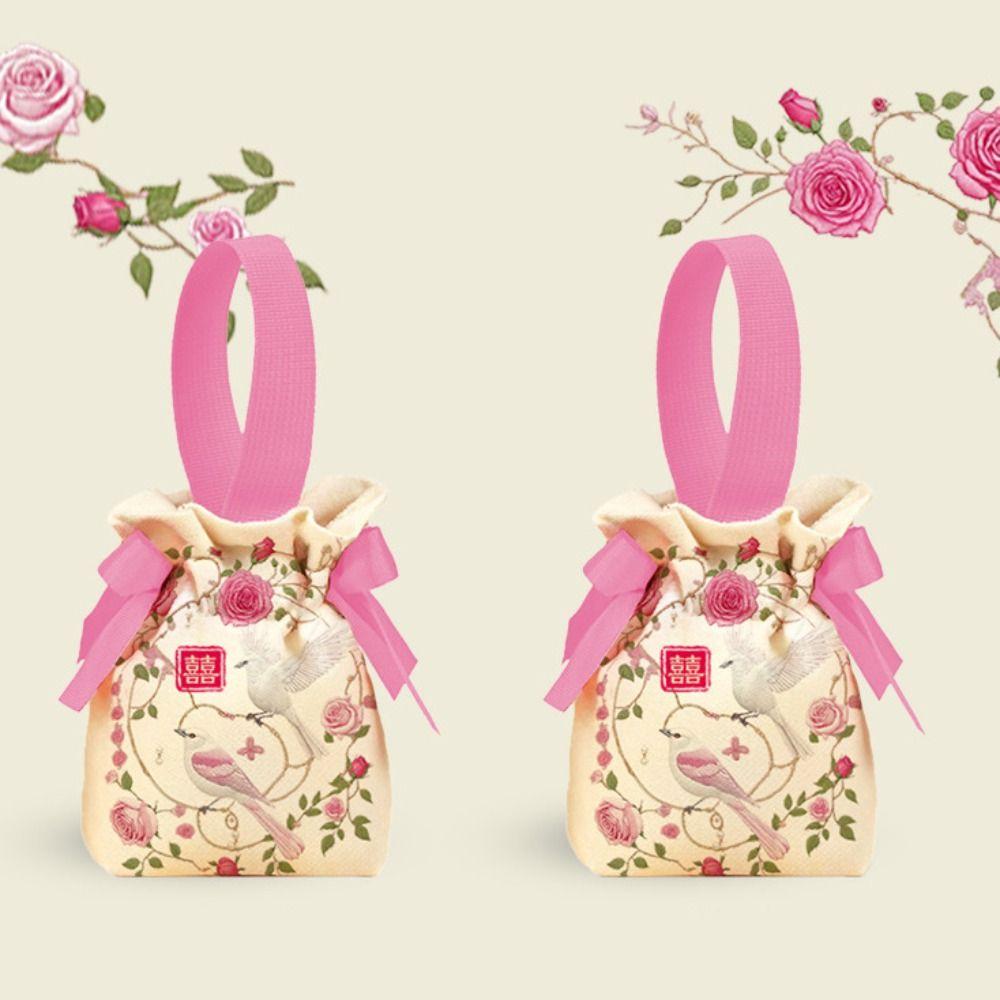 Bowknot Wedding Candy Bag Canvas Chinese Style Handbag Sweet Small Wrist Bag  Party