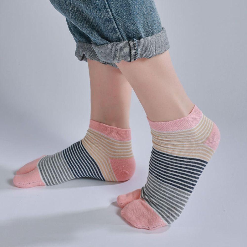 3Pairs Breathable Two Toe Tube Socks Sweat Absorption Toe Separator Socks  Slippers