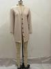 2023 Women's Long-Sleeve Solid Color Knitted Three-Piece Suit