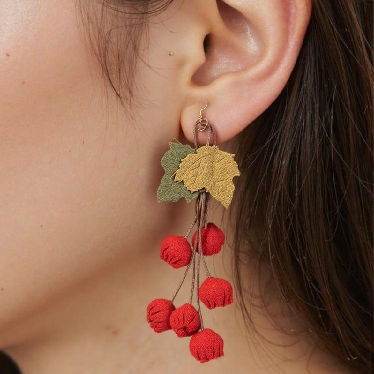 Elegant Autumn Earrings Handmade Fabric Pumpkin Sunflower Dangle Large Statement Portable for Trendy Women Casual Wear
