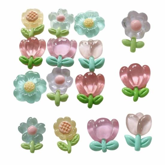 5Pcs Resin Tulip Flowers DIY Tulip Sunflower Shoe Craft Accessories Charms Flower Ornaments for Jewelry Shoes