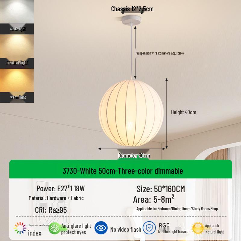 Wabi-Sabi Style Pendant Light: Japanese Fabric Lantern for Dining & Bedroom