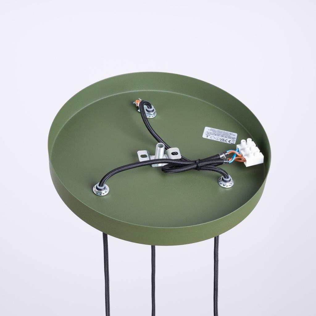 Lampa Wisząca Nowoczesna Okrągła Potrójna Zielona Oliwkowa Ryflowana Szklane Białe Kule Do Salonu Jadalni Nad Stół 3Xg9 8W Halo Sollux Lighting