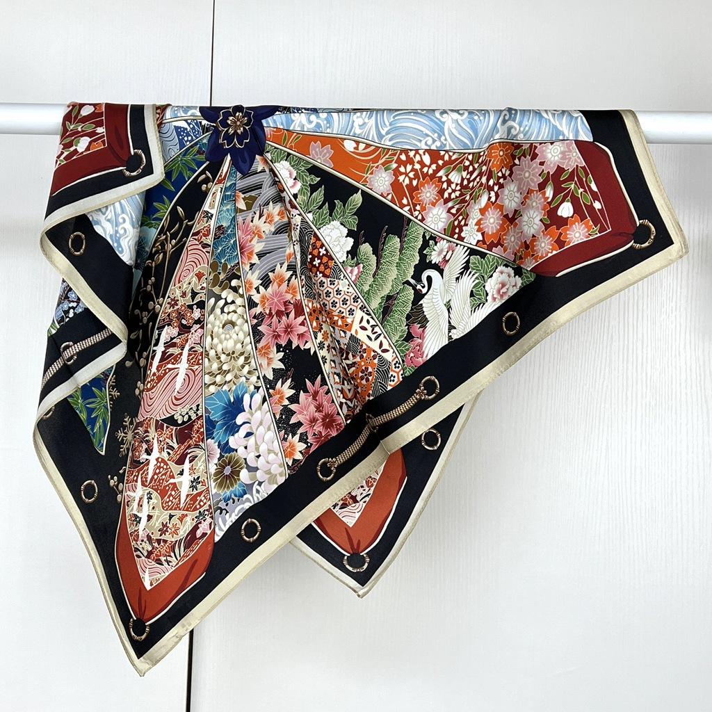 Spring And Summer Silk Chinese Square Scarves Go Out To The Street With Mulberry Silk Silk Scarves With Fresh Green Silk Scarves And Shawls.