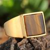 Vintage Men's Punk Turquoise Titanium Steel Ring Daily Party Jewelry Gifts