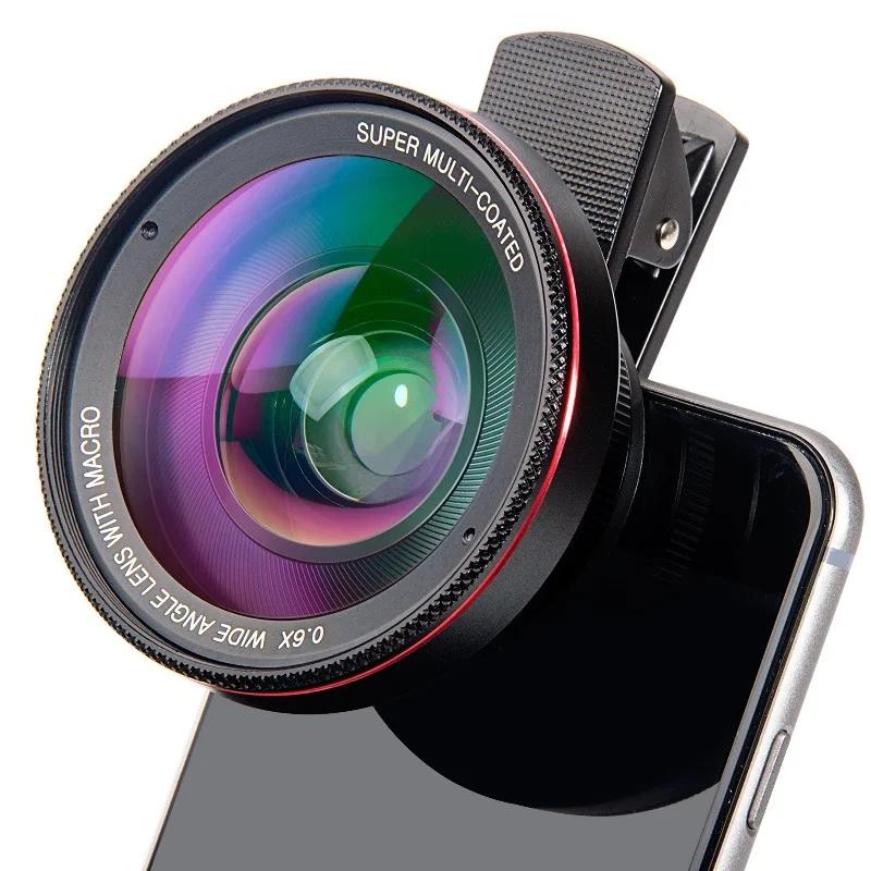 

2 in 1 Mobile Phone Lens 4K HD 15X macro 0.6X Wide Angle Lens for iPhone 15 14 13 Samsung LG Camera Kit Mobile Phone Accessories чорний