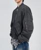 Intempomood Washed Canvas Flight Jacket_Smoke Charcoal
