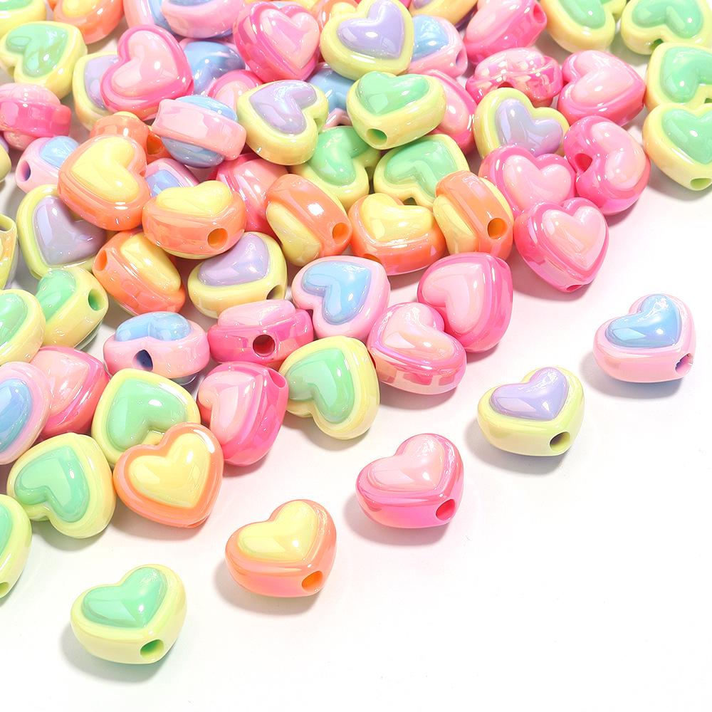 10-Pack Acrylic UV-Plated Two-Color Peach Heart Bead Phone Chain Pendant