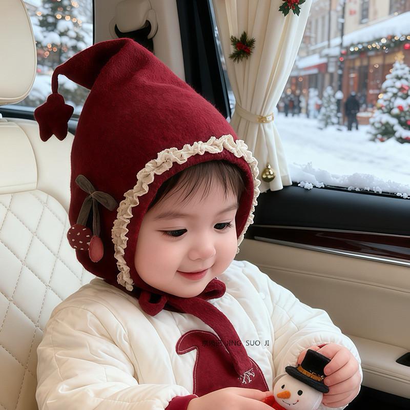 

Winter Knit Infant Hat With Earmuff Design For Boys And Girls Keeps Child Warm And Cozy Red