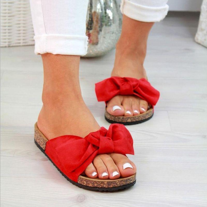 Women Flatform Bow Slides With Breathable Design For Summer Comfort**