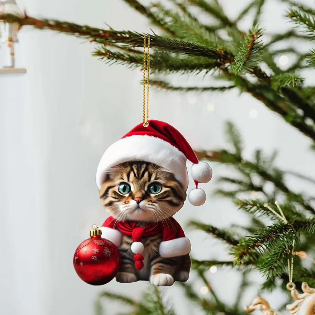 Cartoon süße Katze 2023 Weihnachtsschmuck hängende Dekoration Geschenk Weihnachten hängender Baum personalisierter Anhänger Partyzubehör