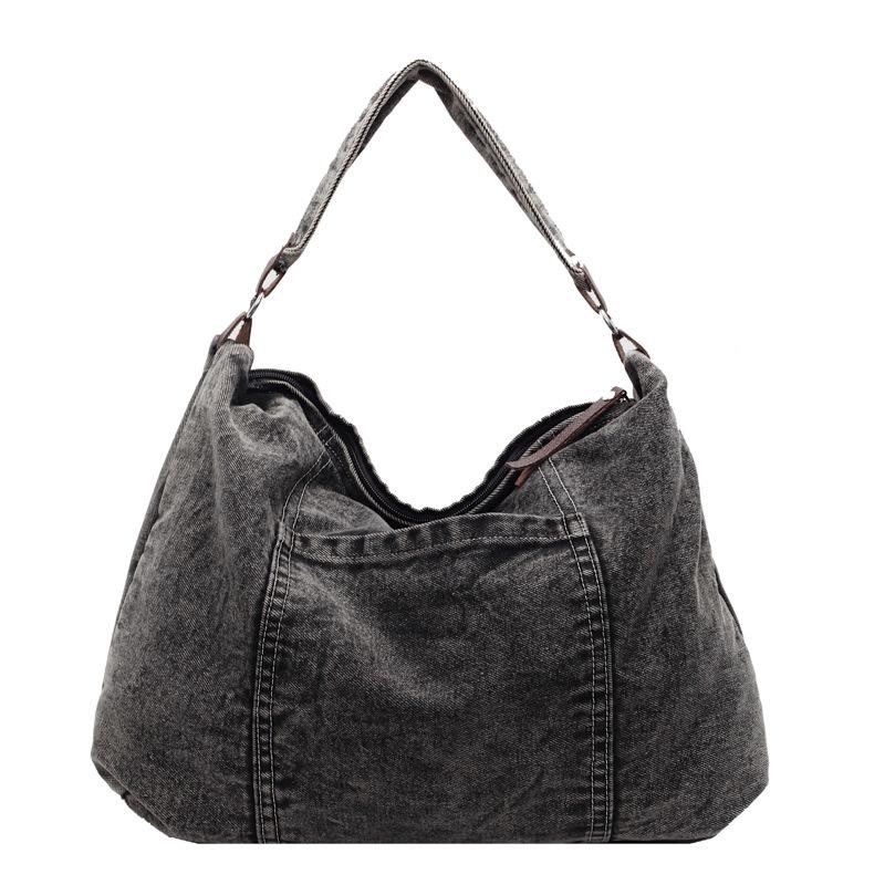 Korean version of casual washed denim bag women's 2025 new fashionable versatile large-capacity shoulder bag underarm bag