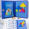 Wooden Jigsaw Magnetic Tangram Puzzle Book Educational Toys For Kid Portable Montessori Learning Intelligence