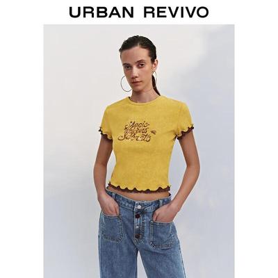 UR 2025 Retro Color Block Printed Short Sleeve T-shirt