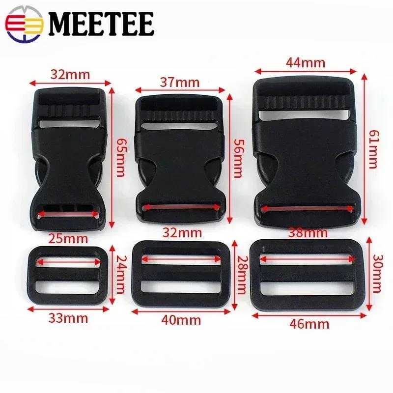 5/10Sets Meetee 25/32/38mm Backpack Belt Buckles Plastic Release Clasp Tri-Glide Slider Ring Hook Safety Clip Buckle DIY Craft