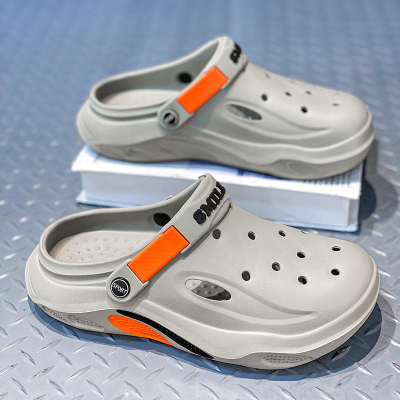 

Мужские дышащие сандалии с закрытым носком - Повседневные пляжные и домашние шлепанцы из ЭВА 41 серый