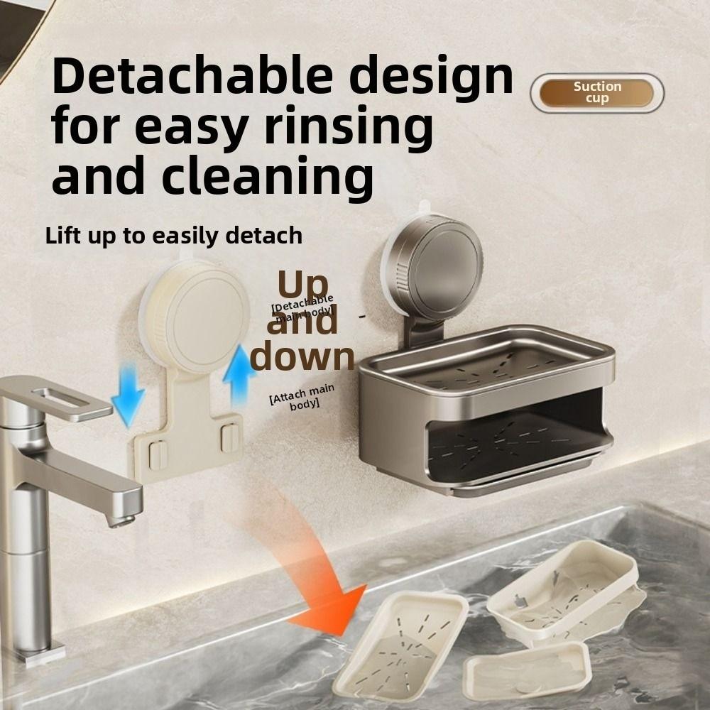 Wall Mounted Self Draining Soap Holder Detachable Soap Drain Box Suction Cup Soap Dish  Shower