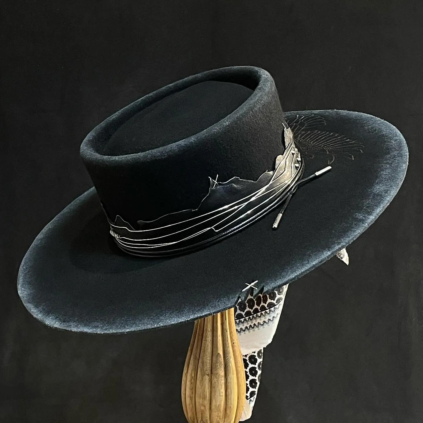 Felt Top Hat Gothic Punk Ribbon