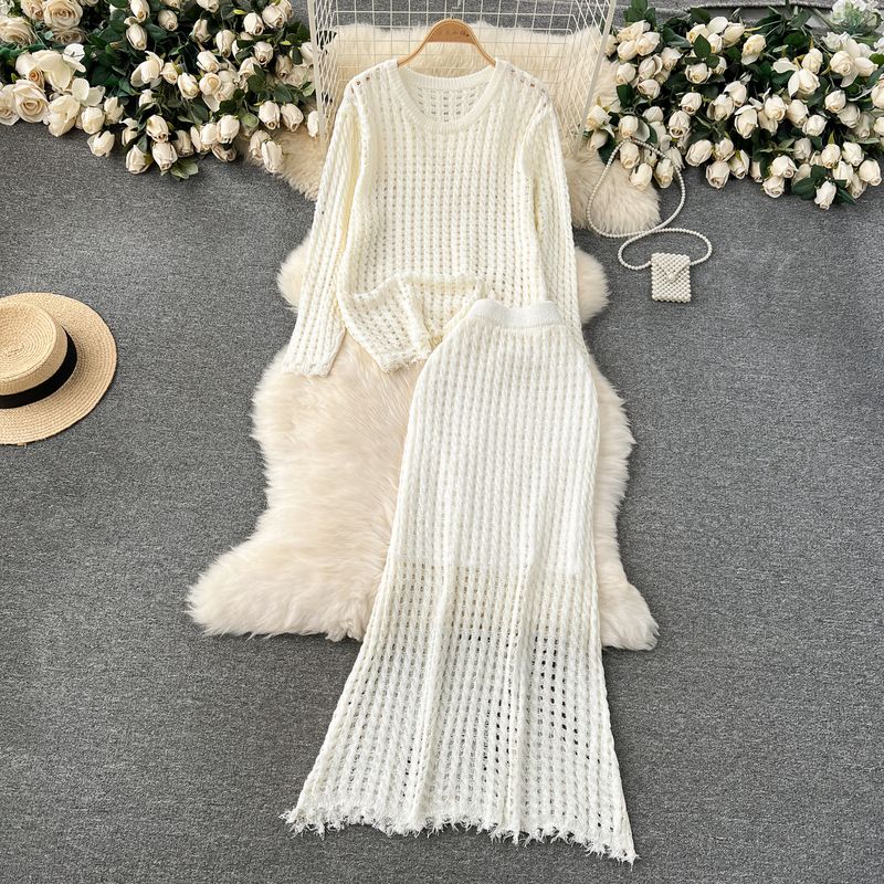 Korean Style Early Spring Wear Idle Style Cut Out Knitting Suit