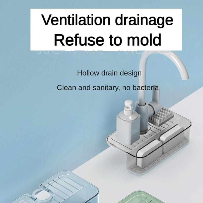 

Household Kitchen Faucet Drain Rack Sink Storage Rack Free Punch Sponge Rag Drain Racks Convenient To Organize Storage Racks