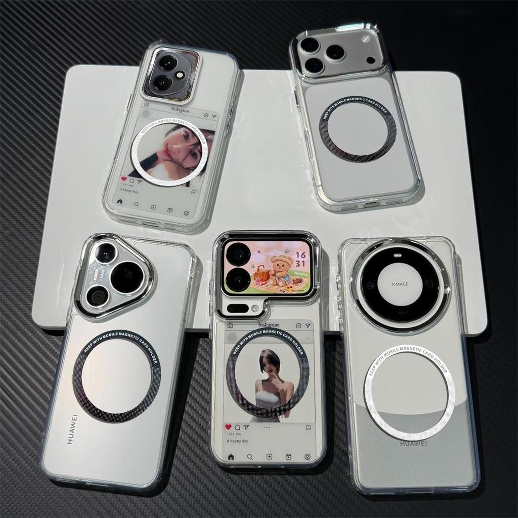 Magnetic Clear Phone Case for HONOR 400 Card Insert DIY Photo Holder Soft TPU Cover