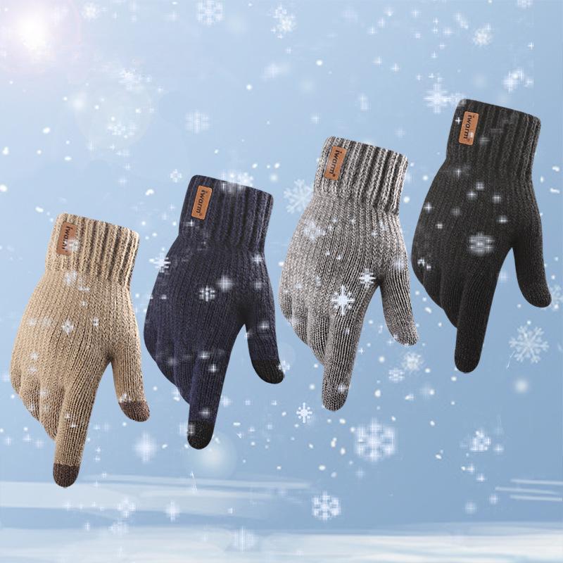 Men's Winter Wool Gloves Made of Alpaca Wool Thickened Wool Gloves Knitted Gloves Touch Screen Gloves