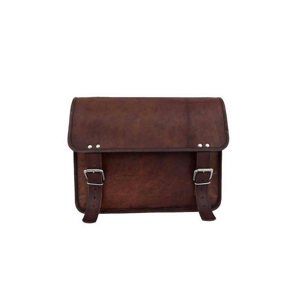 18 In Goat Leather Messenger Bag Office School Laptop Satchel Shoulder Bags