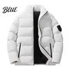 Zipper Closure Cotton Jacket with Long Sleeve Stand Collar Coat Men Zip-up Thickened Side Pockets
