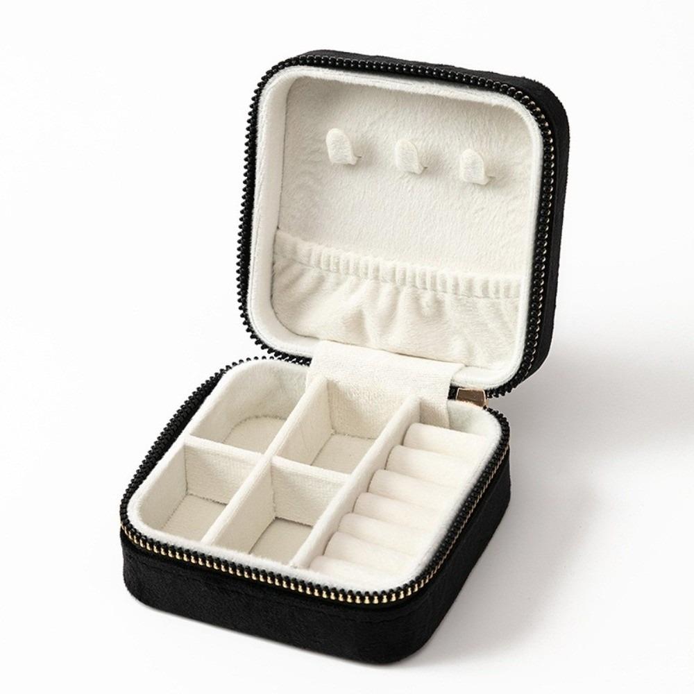 2 Layer Design Velvet Jewelry Box Soft Velvet Travel Jewelry Organizer Elegant Compact Portable Storage Case Travel Use