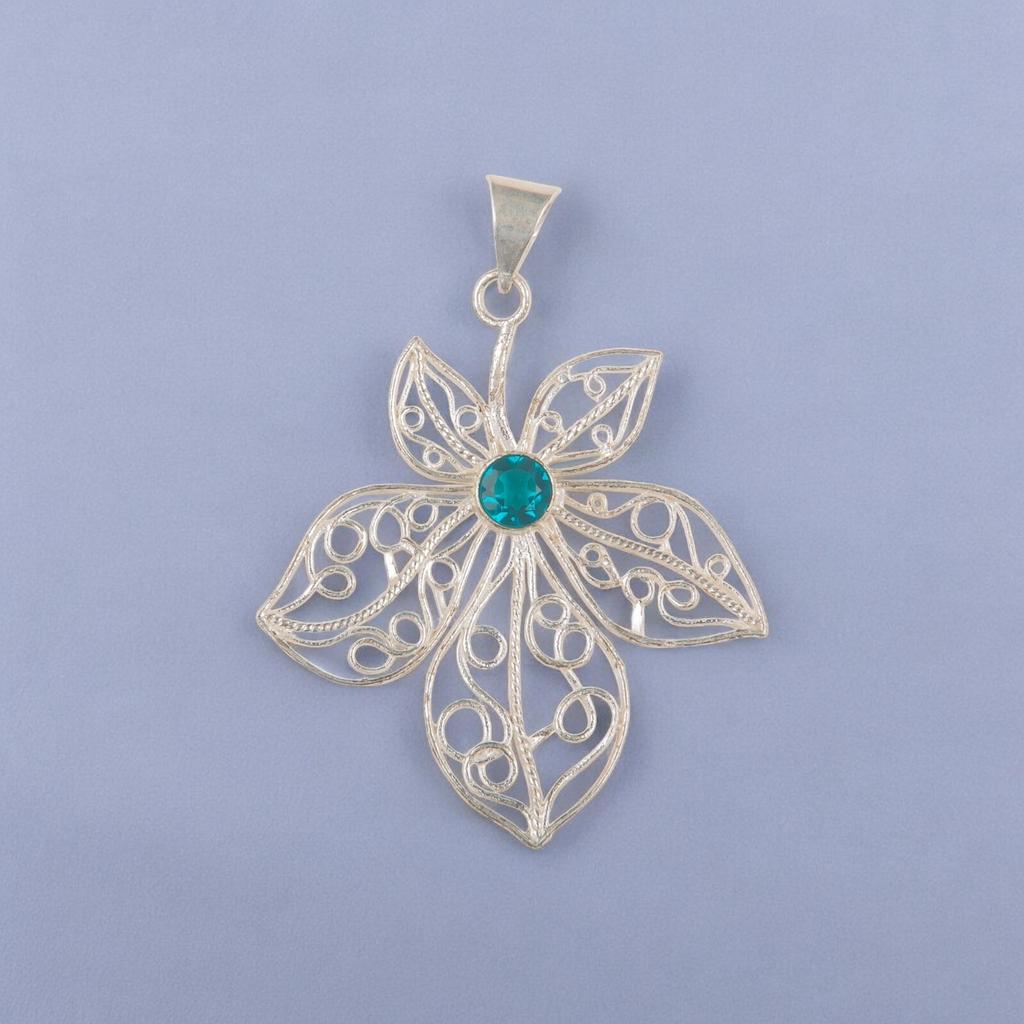 Seltenes Apatit Edelstein 925 Sterlingsilber Schmuck Handgefertigt Antiker Anhänger 2.29" CP-19-8