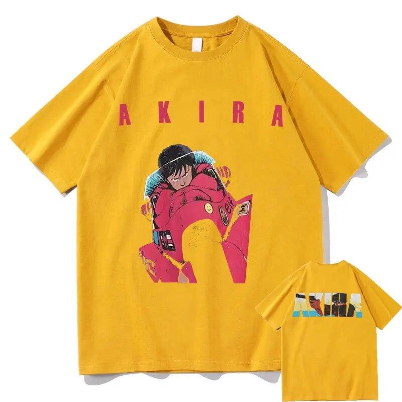 Japanese 90s Action Sci-fi Anime Akira Double Sided Print T-shirt Summer Unisex Women Fashion Oversize Hip Hop Tshirt Streetwear