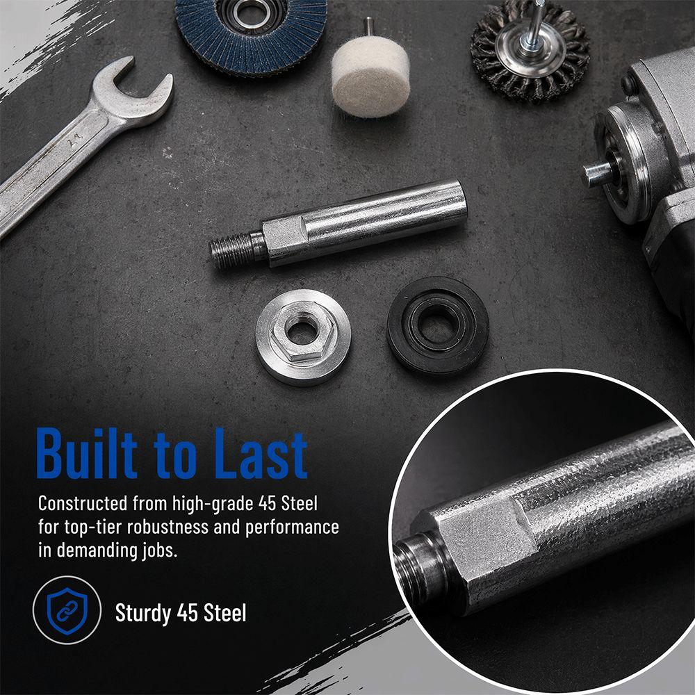2SET 45 steel Angle Grinder Extension Rod Silver Rotary Polisher Extension Connecting Rod Set