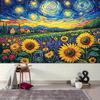 2D Colorful Starry Sky Sunflower Backdrop for Art Class & Event Decoration