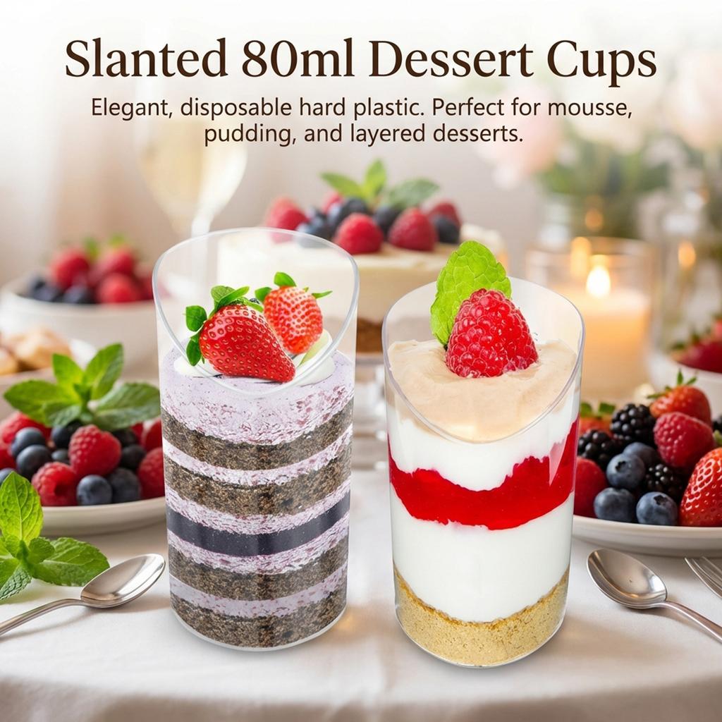 80ml Dessert Cups Mousse Pudding Container Food Grade Plastic Clear Disposable