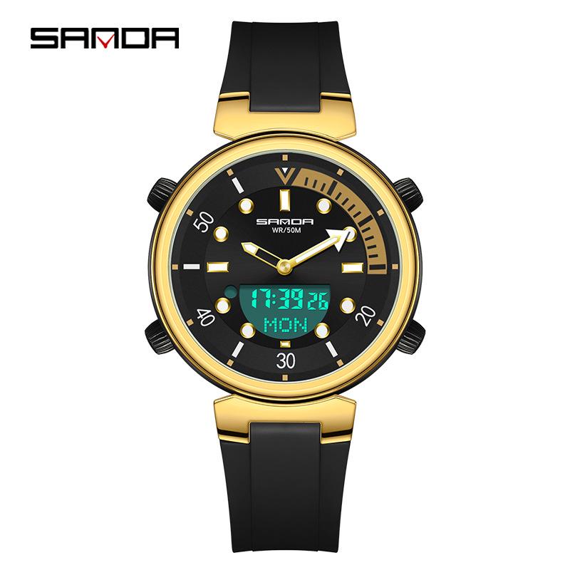 Sanda Teen Luminous Electronic Watch: Fashionable, Trendy, Student-Friendly, Multifunctional, Simple Alarm, Waterproof Design.