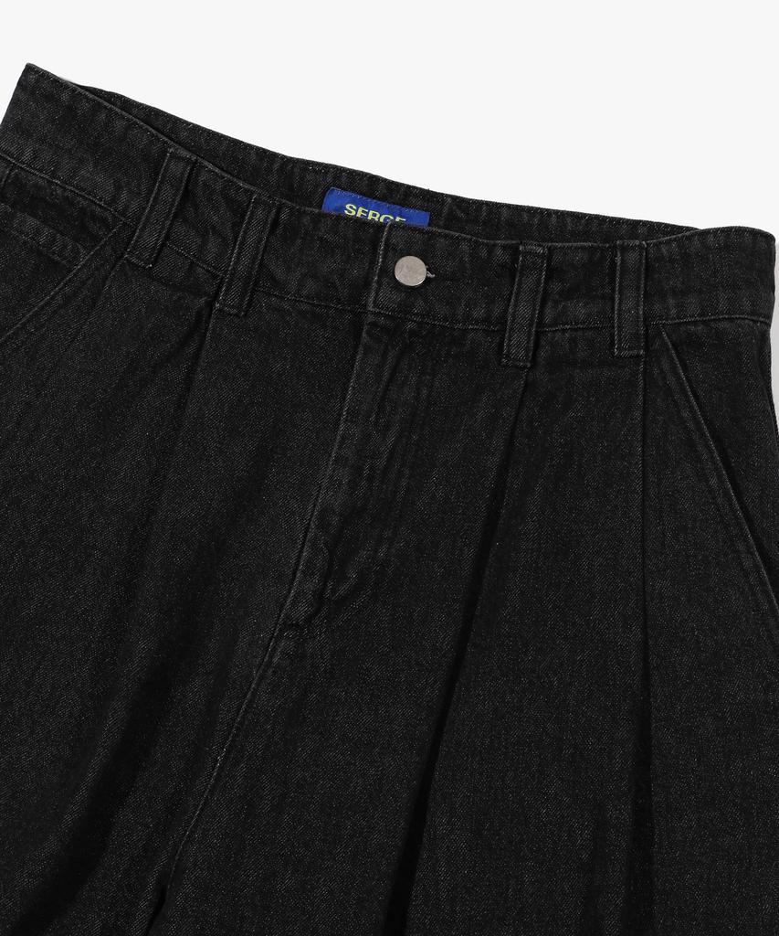 Seleuji Double-Pleat Wide Denim Pants V8_Black