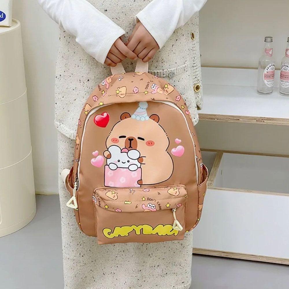 

Breathable Children Capybara Backpack Nylon Cartoon Animal Book Bag Cartoon Kids Schoolbag Kids темно-синього кольору
