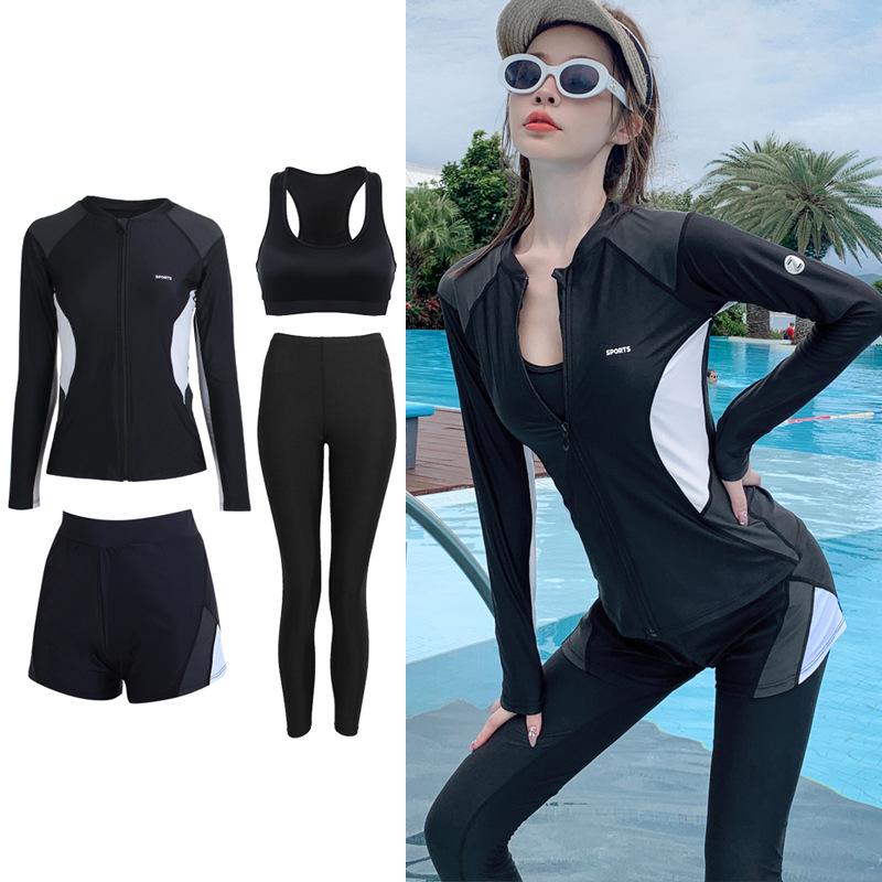 Women's Split Swimsuit Set: Long Sleeve & Pants, Warm, Quick-Dry, Sun Protection, Plus Size, Ideal for Diving, Surfing & Snorkeling.