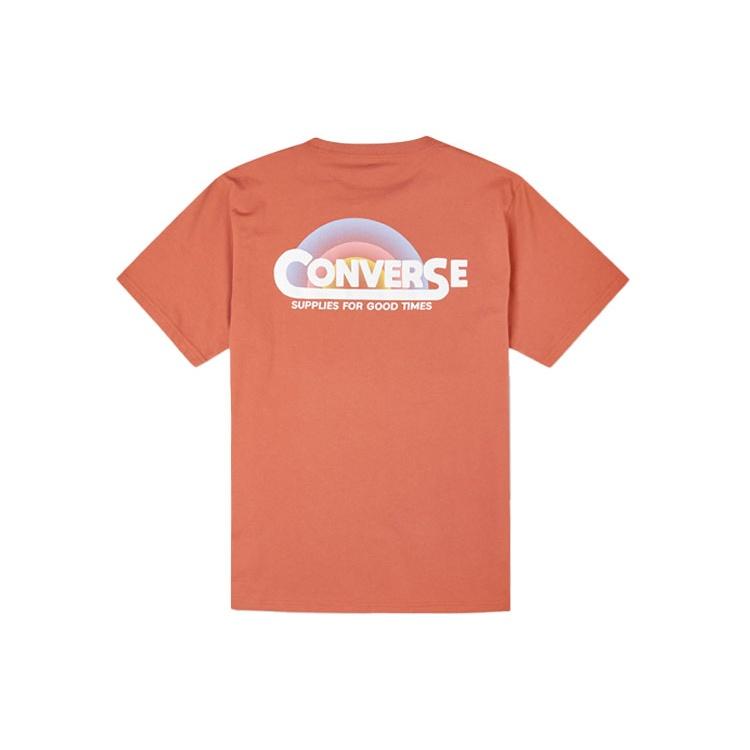 Men s Converse Rainbow Logo Printing Knit Sports Short Sleeve Red 10021516-A03 M