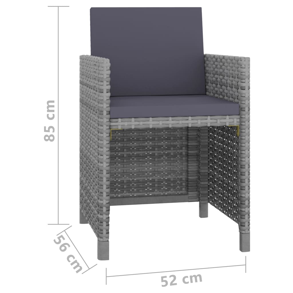9 piece garden dining set with cushions poly rattan anthracite