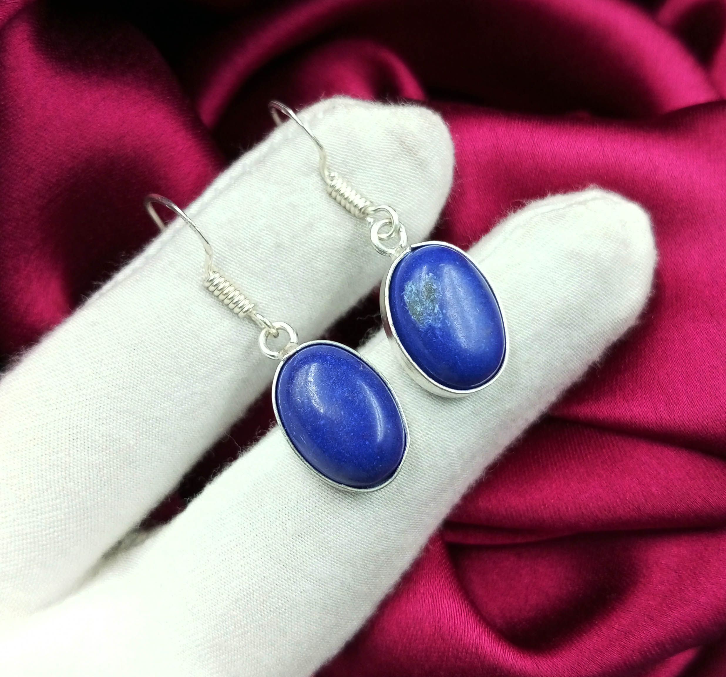 

Серьги-крючки для женщин с голубым ониксом из стерлингового серебра 925 пробы EEJ-E66