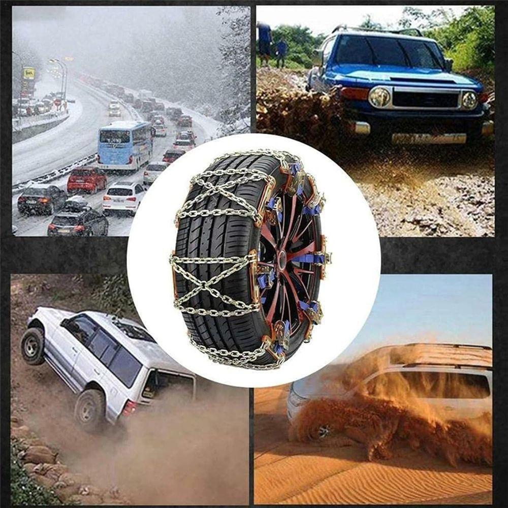 Snow Chains Car Tire Snow Chain for Winter 6 PCS Manganese Steel Auto Anti-Skid Chains Ice Mud Tires Chain Adjustable Auto Wheel