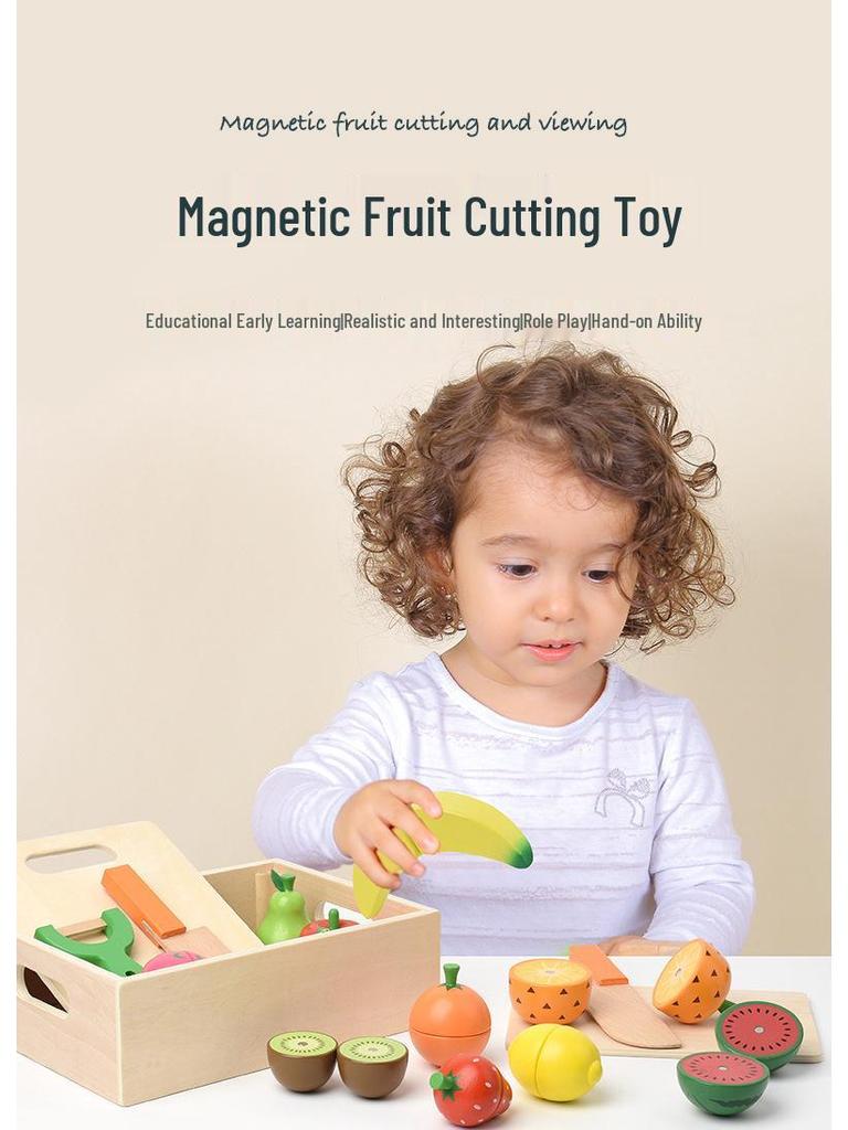 Magnetic Wooden Fruit & Veggie Playset: Early Learning Kitchen Role-Play Blocks