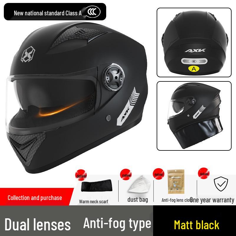 Certified Electric Motorcycle Helmet - Unisex Full Face, All-Season, Winter Warm, Safety Helmet