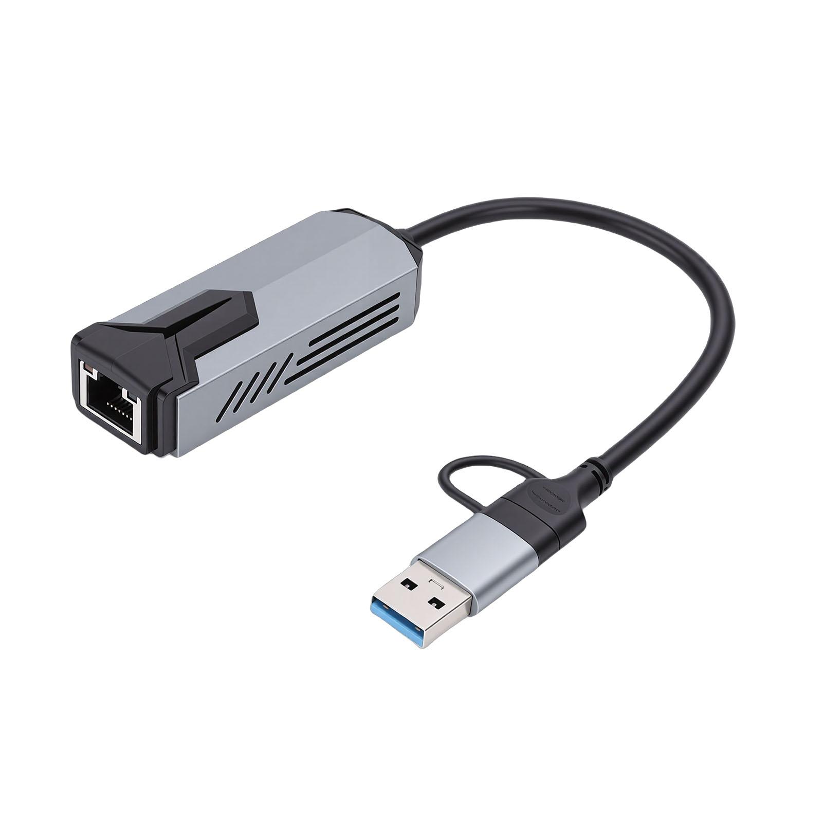 

USB C and USB A to Ethernet Adapter 5Gbps High Speed Type C to RJ45 Network Converter for Laptop Tablet