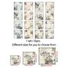 16Pcs/Set Retro Flower Tile Stickers Peel and Stick Waterproof PVC Wall Decals Matte Anti-Slip Floor Wallpaper for Living Room Bathroom Decor