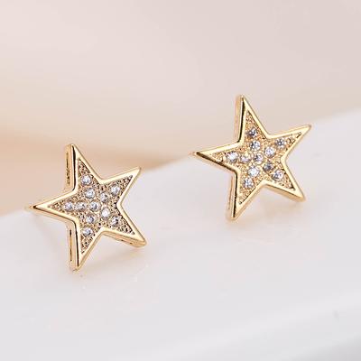 DE155 Delicato Elegante Zircone 4A Orecchini a Bottone Cinque Stelle Regalo per RAGAZZA Festa Banchetto Gioielli per DONNA Orecchini 2021