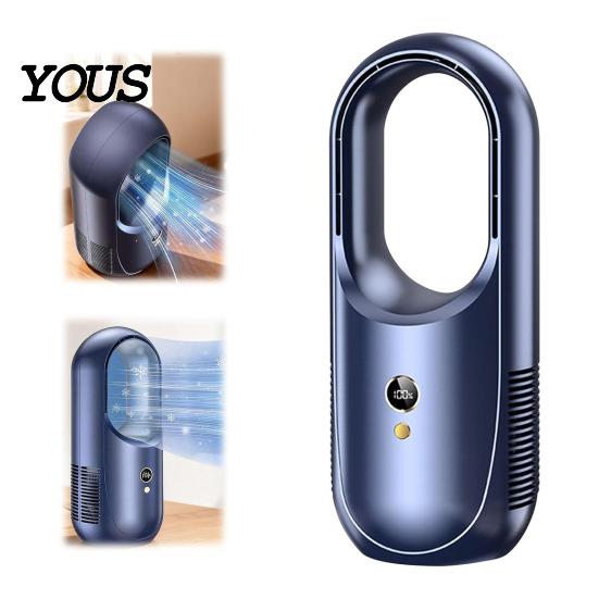 Portable Air Circulator for Office Bladeless Desktop Fan with Purifier, 8-Speed USB Rechargeable Cooler Kids Room 8H Timer, 90 Degree Oscillation