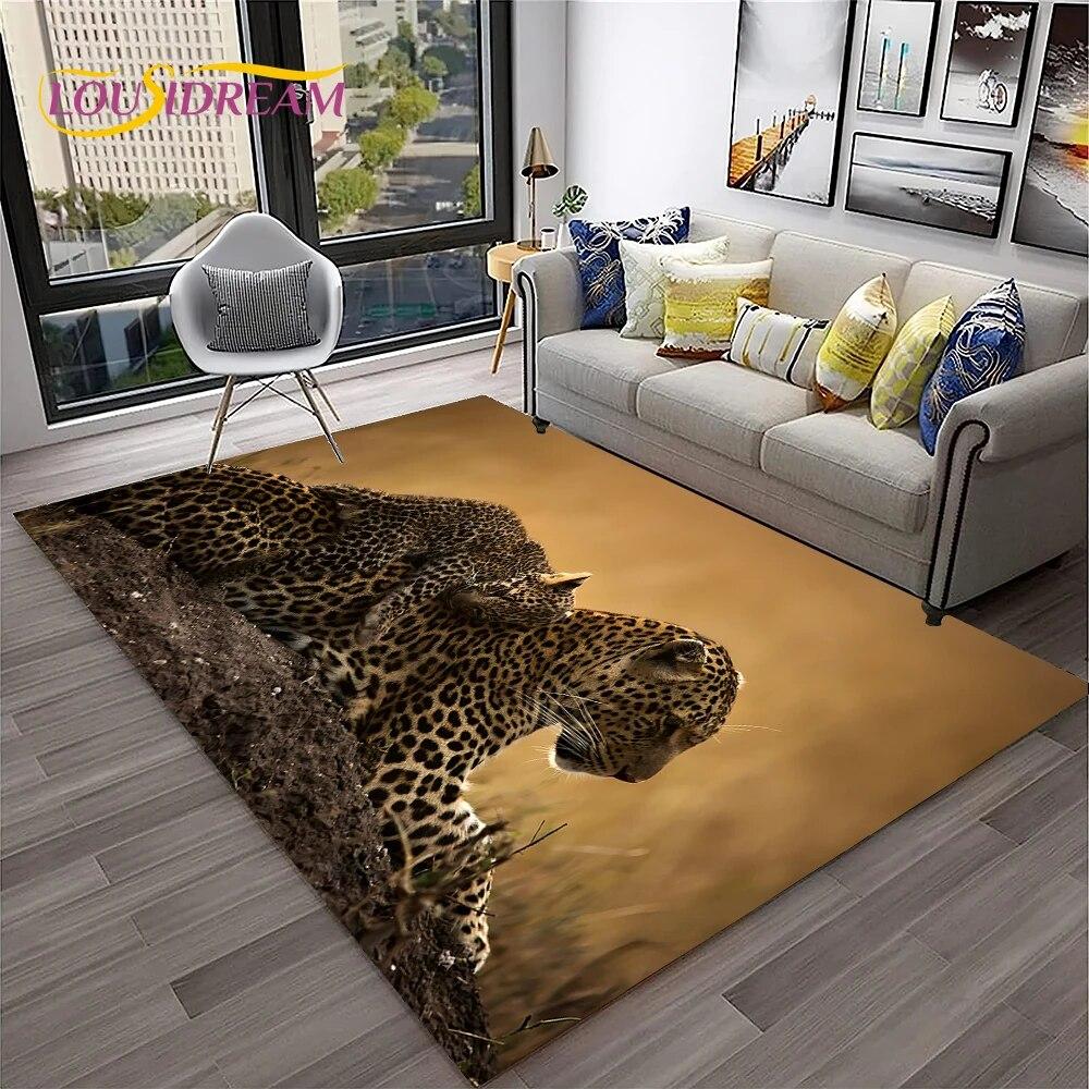Beast Leopard Cheetah Cartoon Animal Carpet Rug for Home Living Room Bedroom Sofa Doormat Decor,kids Area Rug Non-slip Floor Mat