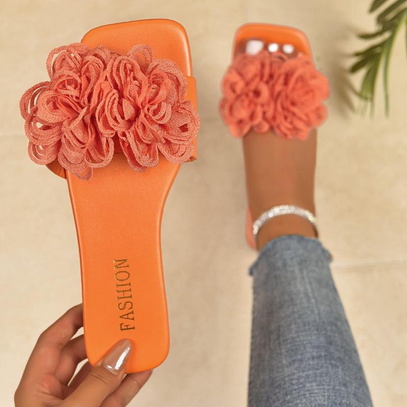 Slippers Women's Summer New Women's Fashion Flowers Word Casual Flat Beach Cool Slippers
